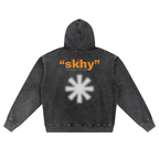 Snow Wash Oversized Zip-Up Hoodie