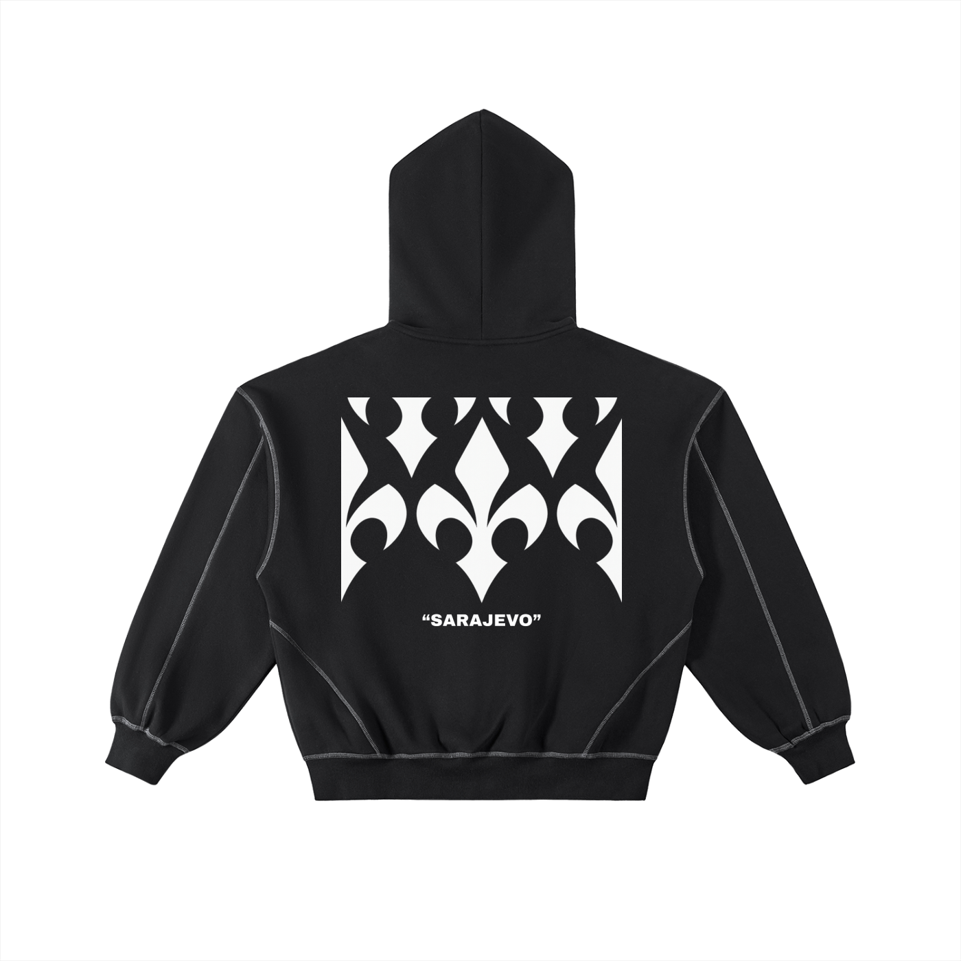 Contrast-Stitched Boxy Fleece Zip Hoodie