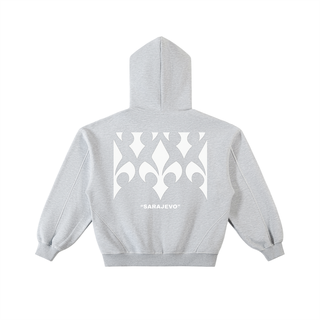 Contrast-Stitched Boxy Fleece Hoodie