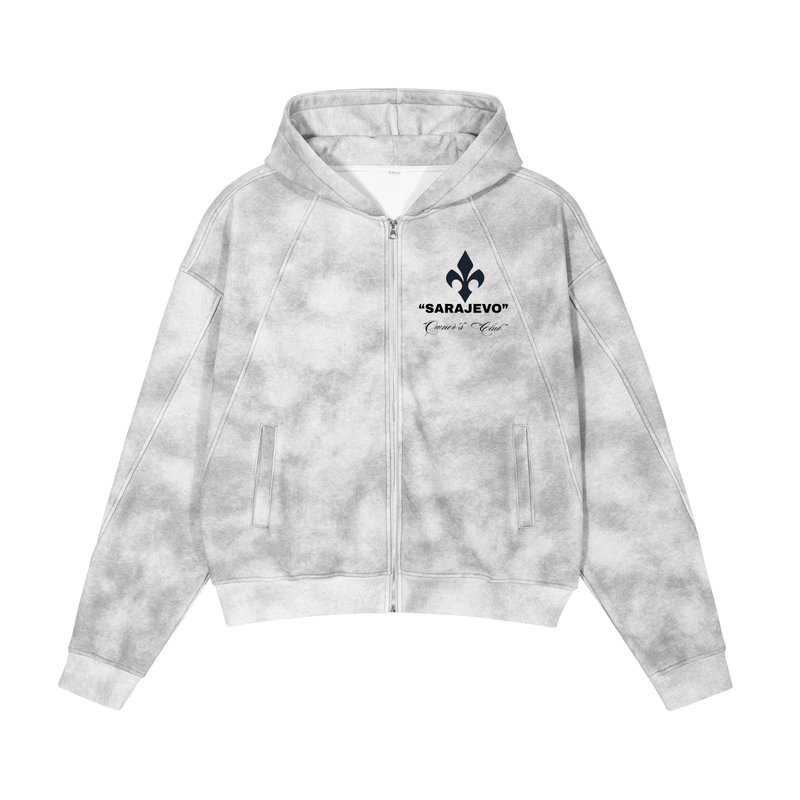 Dirty Washed Zip-Up Fleece Hoodie