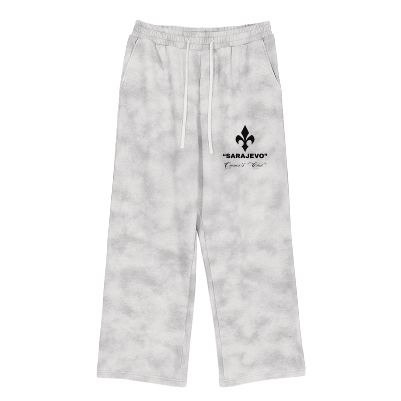 Flower Grey Straight-Leg Sweatpants